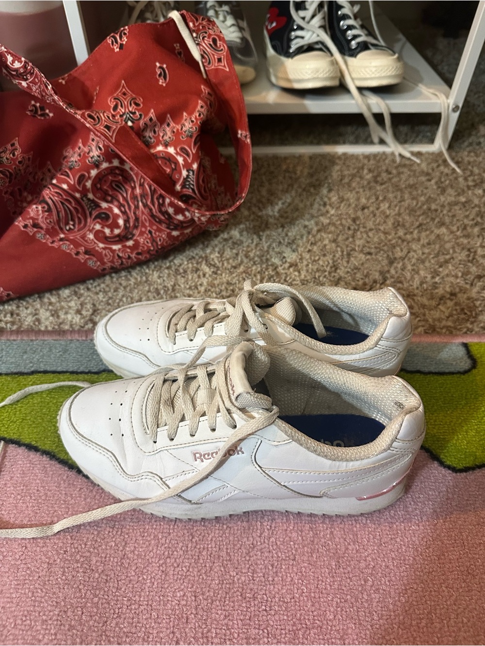 Reebok Light Pink Knit Lace-Up Sneakers